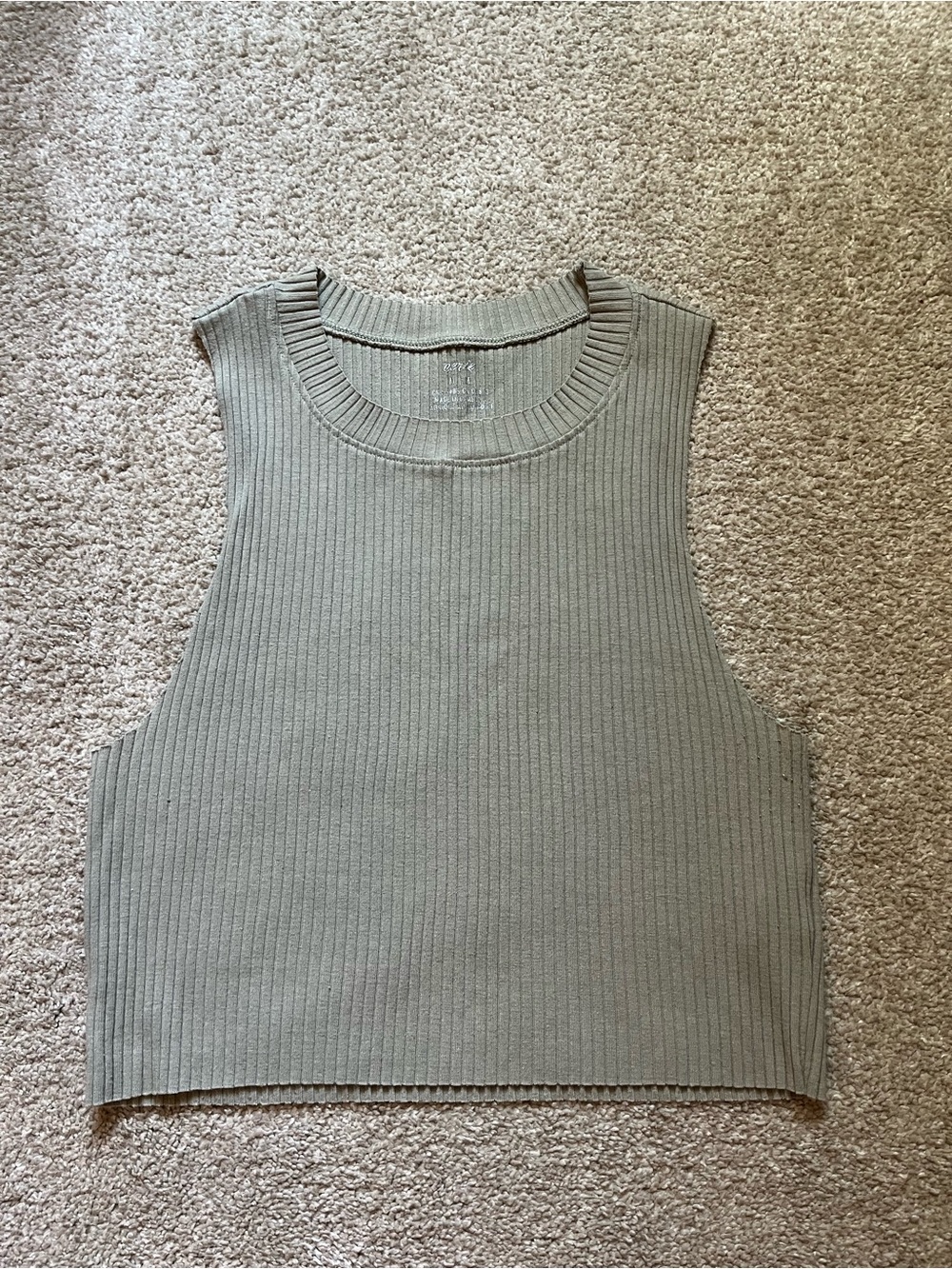 aerie Ribbed Cropped Tank Top in Sage Green
